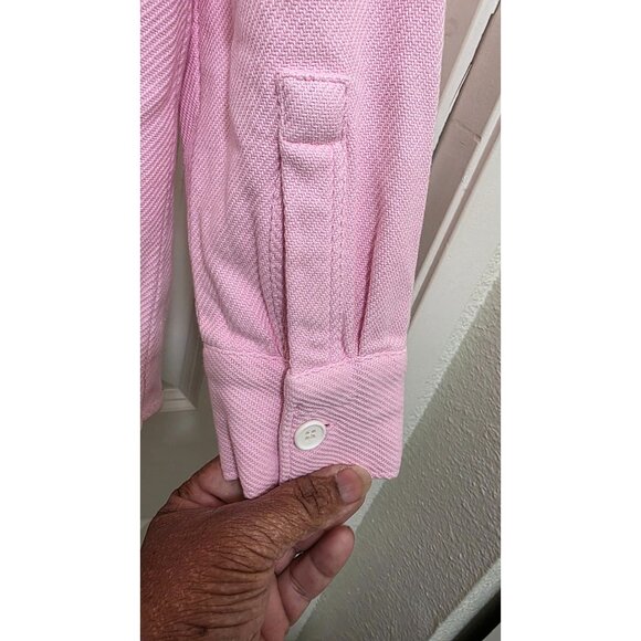 Outer know Pink Button-Up Utility Shirt Dual Front Pockets Collared Neck Size S/ - Picture 4 of 5